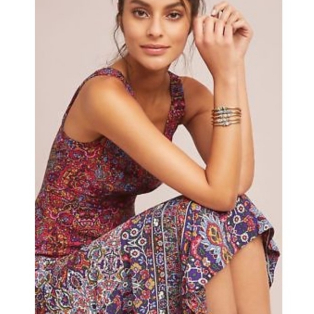 Maeve Violette Midi Sleeveless Floral Dress Size 12